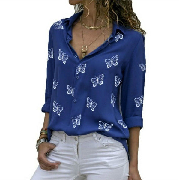 Van Aelen Amsterdam®| Losvallende blouse met vlinderprint