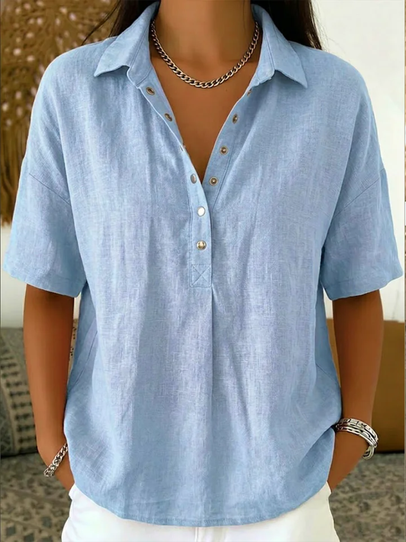 Van Aelen Amsterdam®| Blouse met kraag en knoopdetail