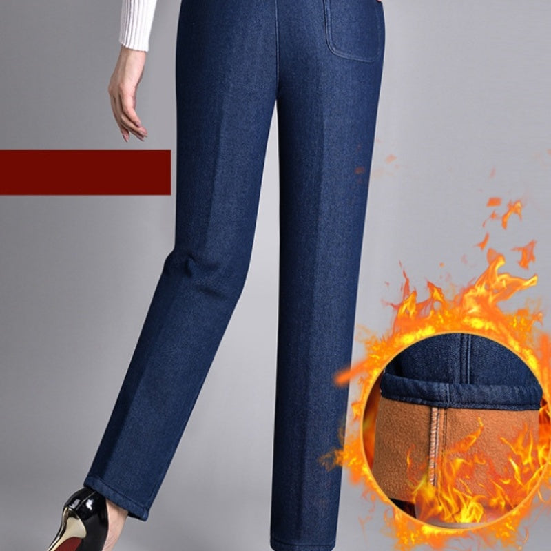 Van Aelen Amsterdam®| Damesjeans met zijzakken en elastische taille