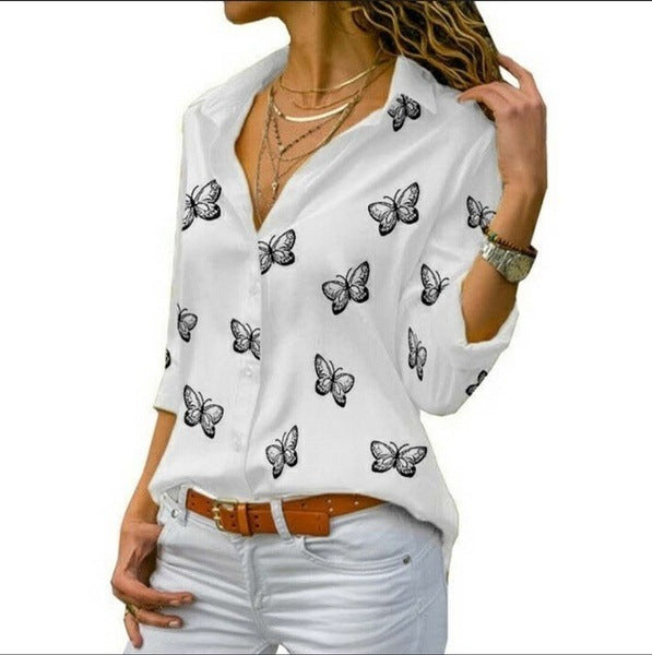 Van Aelen Amsterdam®| Losvallende blouse met vlinderprint
