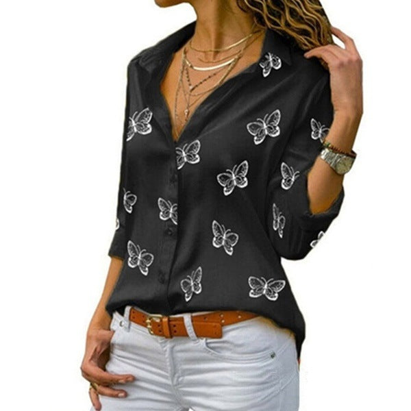 Van Aelen Amsterdam®| Losvallende blouse met vlinderprint