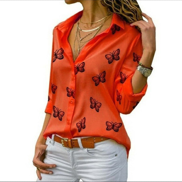 Van Aelen Amsterdam®| Losvallende blouse met vlinderprint