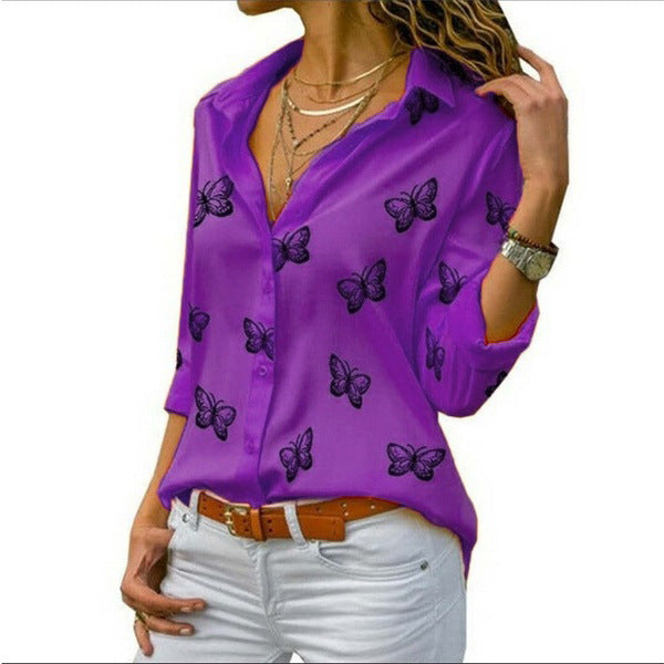 Van Aelen Amsterdam®| Losvallende blouse met vlinderprint