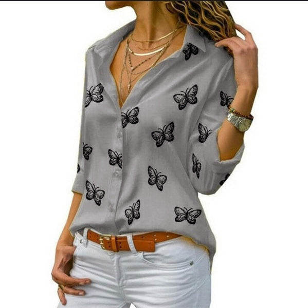 Van Aelen Amsterdam®| Losvallende blouse met vlinderprint