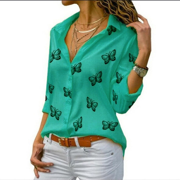 Van Aelen Amsterdam®| Losvallende blouse met vlinderprint