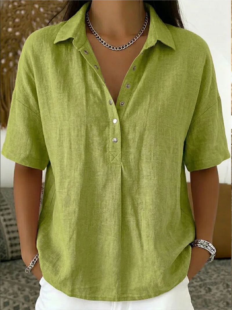 Van Aelen Amsterdam®| Blouse met kraag en knoopdetail