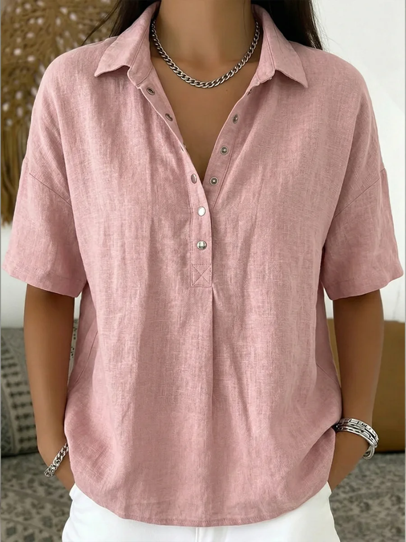 Van Aelen Amsterdam®| Blouse met kraag en knoopdetail