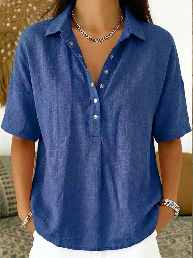 Van Aelen Amsterdam®| Blouse met kraag en knoopdetail