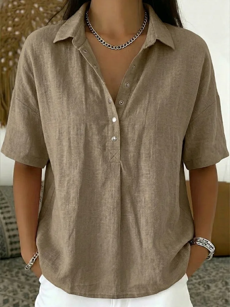 Van Aelen Amsterdam®| Blouse met kraag en knoopdetail
