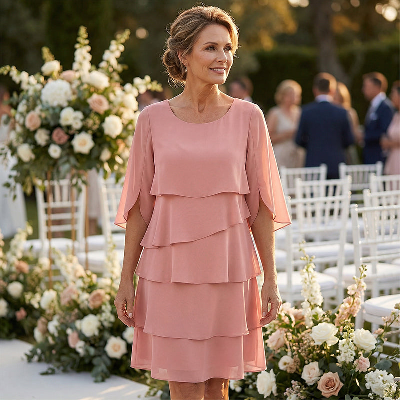 Van Aelen Amsterdam®| Elegante gelaagde jurk met ruchesmouwen voor dames