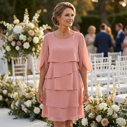 Van Aelen Amsterdam®| Elegante gelaagde jurk met ruchesmouwen voor dames