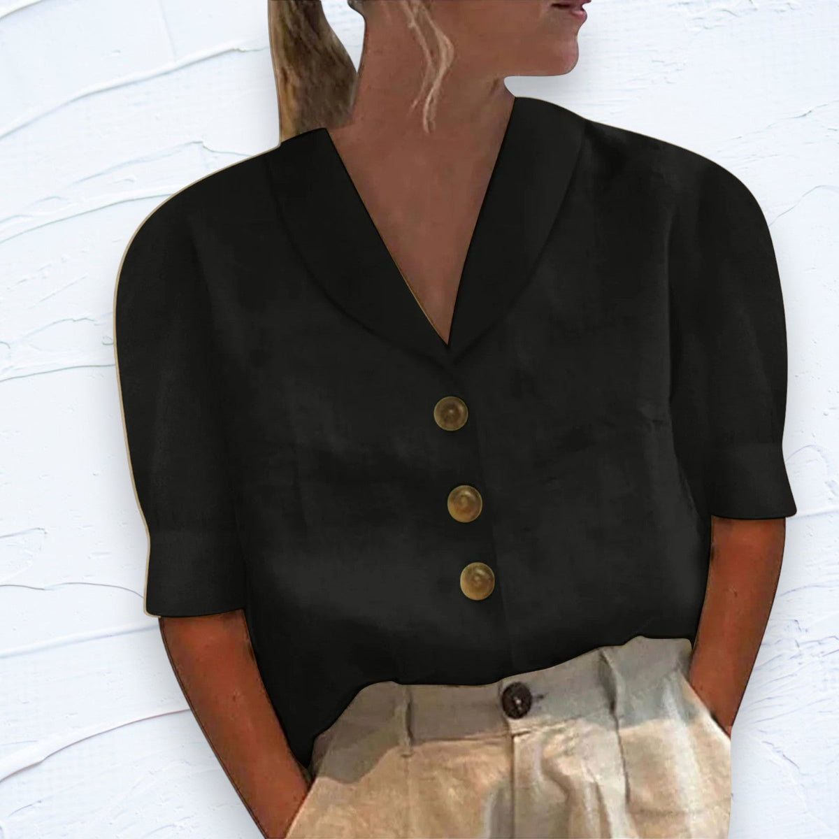 Van Aelen Amsterdam®| Knopblouse met Geknoopte Voorkant