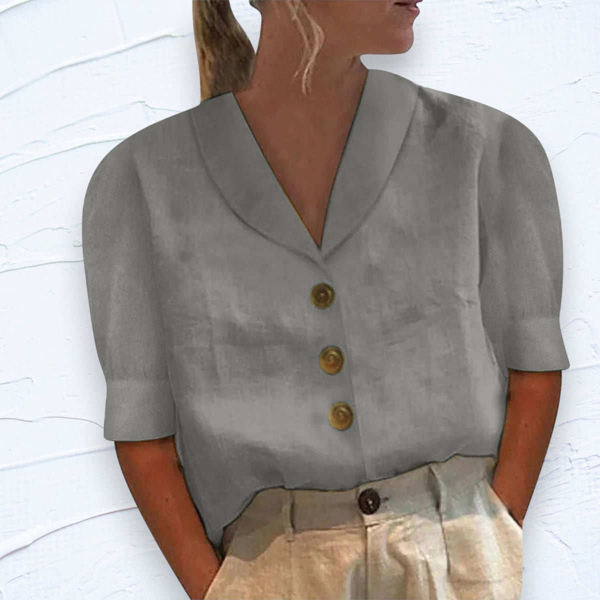 Van Aelen Amsterdam®| Knopblouse met Geknoopte Voorkant