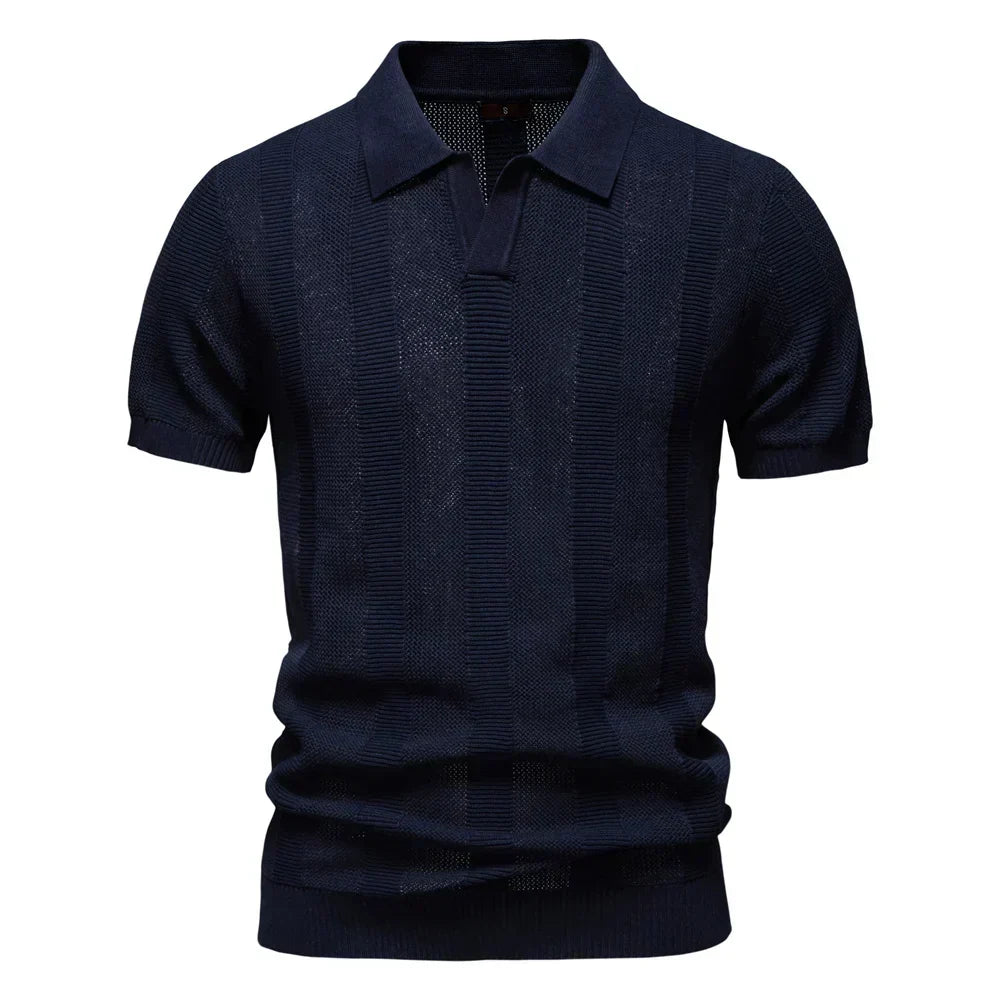 Van Beeck Amsterdam® | Katoenen Gestreepte Polo