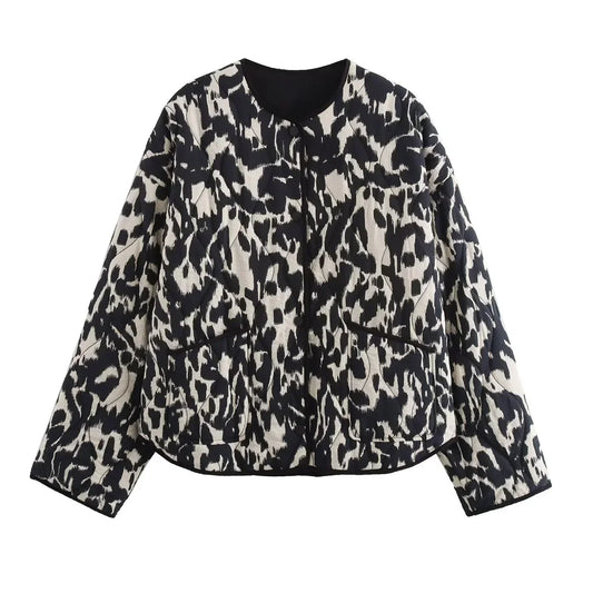 Van Beeck Amsterdam® | Modieuze Bedrukte Herfst Jas