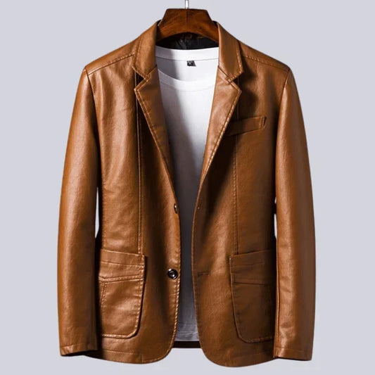 Van Aelen Amsterdam®| comfortabele kunstlederen heren blazer