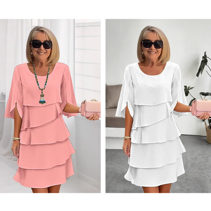 Van Aelen Amsterdam®| Elegante gelaagde jurk met ruchesmouwen voor dames