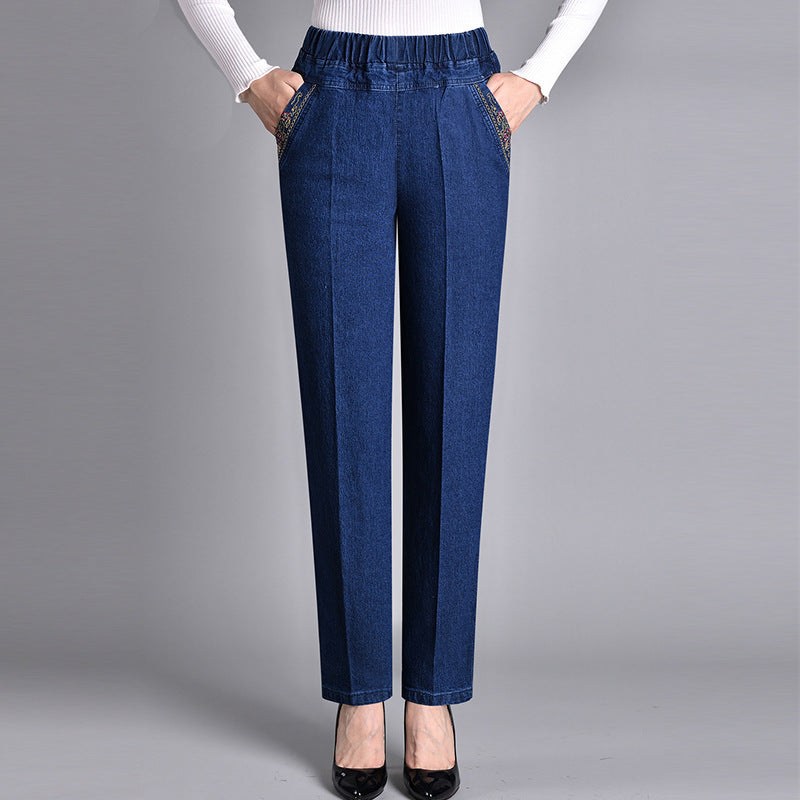 Van Aelen Amsterdam®| Damesjeans met zijzakken en elastische taille