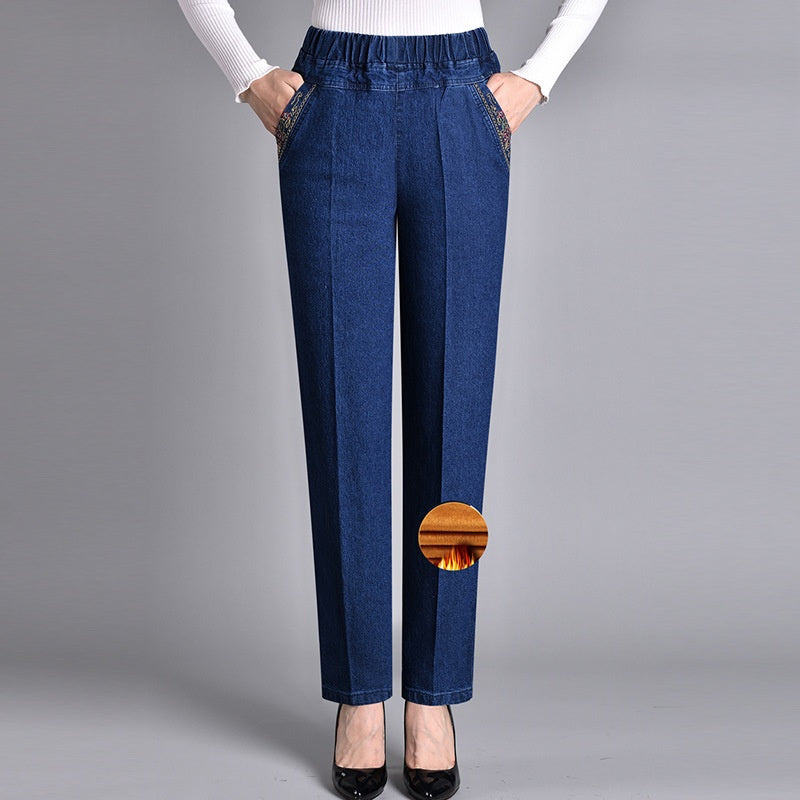 Van Aelen Amsterdam®| Damesjeans met zijzakken en elastische taille