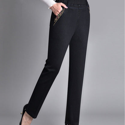 Van Aelen Amsterdam®| Damesjeans met zijzakken en elastische taille